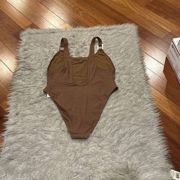 NWT aerie one piece cheekiest upf 50 brown and pink swimsuit - Picture 4 of 4